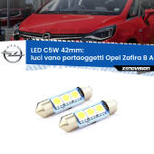 0 Luci Vano Portaoggetti LED c5w 41mm Opel Zafira B A05 2005 - 2015 (Coppia) C5W C10W Led Canbus 41mm a 3 Ultra Led Xenovision - Bianco Lunare 6000k (Coppia)