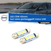 0 Luci Vano Portaoggetti LED c5w 41mm Volvo V40 1995 - 2004 (Coppia) C5W C10W Led Canbus 41mm a 3 Ultra Led Xenovision - Bianco Lunare 6000k (Coppia)