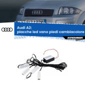 0 Placche LED vano piedi cambiacolore bluetooth per Audi A2 2000 - 2005 Kit 4 Placche LED Cambiacolore RGB Bluetooth Vano piedi e Abitacolo