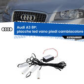 0 Placche LED vano piedi cambiacolore bluetooth per Audi A3 8P 2003 - 2012 Kit 4 Placche LED Cambiacolore RGB Bluetooth Vano piedi e Abitacolo