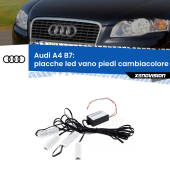 0 Placche LED vano piedi cambiacolore bluetooth per Audi A4 B7 2004 - 2008 Kit 4 Placche LED Cambiacolore RGB Bluetooth Vano piedi e Abitacolo