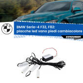 0 Placche LED vano piedi cambiacolore bluetooth per BMW Serie-4 F32, F82 2013 - 2019 Kit 4 Placche LED Cambiacolore RGB Bluetooth Vano piedi e Abitacolo