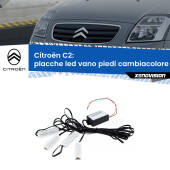 0 Placche LED vano piedi cambiacolore bluetooth per Citroën C2 2003 - 2009 Kit 4 Placche LED Cambiacolore RGB Bluetooth Vano piedi e Abitacolo