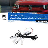 0 Placche LED vano piedi cambiacolore bluetooth per Citroën C3 IV 2024 in poi Kit 4 Placche LED Cambiacolore RGB Bluetooth Vano piedi e Abitacolo