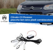 0 Placche LED vano piedi cambiacolore bluetooth per Citroën C3 Picasso 2009 - 2017 Kit 4 Placche LED Cambiacolore RGB Bluetooth Vano piedi e Abitacolo