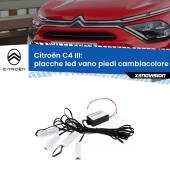 0 Placche LED vano piedi cambiacolore bluetooth per Citroën C4 III 2020 in poi Kit 4 Placche LED Cambiacolore RGB Bluetooth Vano piedi e Abitacolo