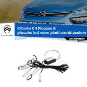 0 Placche LED vano piedi cambiacolore bluetooth per Citroën C4 Picasso II 2013 - 2022 Kit 4 Placche LED Cambiacolore RGB Bluetooth Vano piedi e Abitacolo