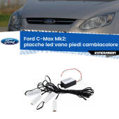 0 Placche LED vano piedi cambiacolore bluetooth per Ford C-Max Mk2 2011 - 2019 Kit 4 Placche LED Cambiacolore RGB Bluetooth Vano piedi e Abitacolo