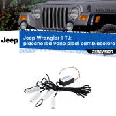 0 Placche LED vano piedi cambiacolore bluetooth per Jeep Wrangler II TJ 1996 - 2005 Kit 4 Placche LED Cambiacolore RGB Bluetooth Vano piedi e Abitacolo