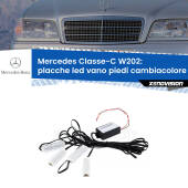 0 Placche LED vano piedi cambiacolore bluetooth per Mercedes Classe-C W202 1993 - 2000 Kit 4 Placche LED Cambiacolore RGB Bluetooth Vano piedi e Abitacolo