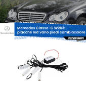 0 Placche LED vano piedi cambiacolore bluetooth per Mercedes Classe-C W203 2000 - 2007 Kit 4 Placche LED Cambiacolore RGB Bluetooth Vano piedi e Abitacolo