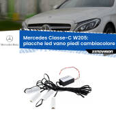 0 Placche LED vano piedi cambiacolore bluetooth per Mercedes Classe-C W205 2014 - 2021 Kit 4 Placche LED Cambiacolore RGB Bluetooth Vano piedi e Abitacolo