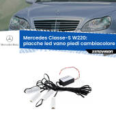 0 Placche LED vano piedi cambiacolore bluetooth per Mercedes Classe-S W220 1998 - 2005 Kit 4 Placche LED Cambiacolore RGB Bluetooth Vano piedi e Abitacolo