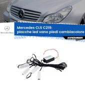0 Placche LED vano piedi cambiacolore bluetooth per Mercedes CLS C219 2004 - 2010 Kit 4 Placche LED Cambiacolore RGB Bluetooth Vano piedi e Abitacolo