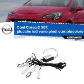 0 Placche LED vano piedi cambiacolore bluetooth per Opel Corsa D S07 2006 - 2014 Kit 4 Placche LED Cambiacolore RGB Bluetooth Vano piedi e Abitacolo
