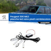 0 Placche LED vano piedi cambiacolore bluetooth per Peugeot 306 Mk2 1997 - 1999 Kit 4 Placche LED Cambiacolore RGB Bluetooth Vano piedi e Abitacolo