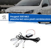 0 Placche LED vano piedi cambiacolore bluetooth per Peugeot 308 Mk2 2013 - 2019 Kit 4 Placche LED Cambiacolore RGB Bluetooth Vano piedi e Abitacolo