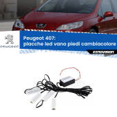 0 Placche LED vano piedi cambiacolore bluetooth per Peugeot 407 2004 - 2011 Kit 4 Placche LED Cambiacolore RGB Bluetooth Vano piedi e Abitacolo