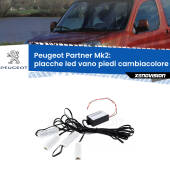0 Placche LED vano piedi cambiacolore bluetooth per Peugeot Partner Mk2 2008 - 2016 Kit 4 Placche LED Cambiacolore RGB Bluetooth Vano piedi e Abitacolo