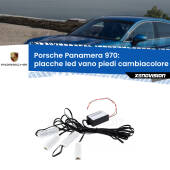 0 Placche LED vano piedi cambiacolore bluetooth per Porsche Panamera 970 2009 - 2016 Kit 4 Placche LED Cambiacolore RGB Bluetooth Vano piedi e Abitacolo