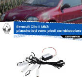 0 Placche LED vano piedi cambiacolore bluetooth per Renault Clio II Mk2 1998 - 2004 Kit 4 Placche LED Cambiacolore RGB Bluetooth Vano piedi e Abitacolo