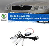 0 Placche LED vano piedi cambiacolore bluetooth per Skoda Octavia II 1Z 2004 - 2013 Kit 4 Placche LED Cambiacolore RGB Bluetooth Vano piedi e Abitacolo