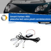 0 Placche LED vano piedi cambiacolore bluetooth per Smart Fortwo 450 2004 - 2007 Kit 4 Placche LED Cambiacolore RGB Bluetooth Vano piedi e Abitacolo