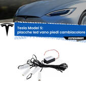 0 Placche LED vano piedi cambiacolore bluetooth per Tesla Model S  2012 - 2021 Kit 4 Placche LED Cambiacolore RGB Bluetooth Vano piedi e Abitacolo