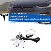 0 Placche LED vano piedi cambiacolore bluetooth per Tesla Model X II 2022 in poi Kit 4 Placche LED Cambiacolore RGB Bluetooth Vano piedi e Abitacolo