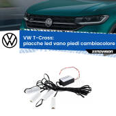0 Placche LED vano piedi cambiacolore bluetooth per VW T-Cross  2018 in poi Kit 4 Placche LED Cambiacolore RGB Bluetooth Vano piedi e Abitacolo