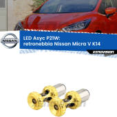 0 Retronebbia LED per Nissan Micra V K14 2016 in poi: P21W Asyc P21W: LED Asyc Canbus Rosso (Coppia)