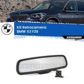 0 Telecamera e Specchio retrovisore OEM Look con display invisibile per BMW X3 F25 Kit Retrovisore Telecamera Retromarcia con schermo 4" invisibile | Staffa OEM
