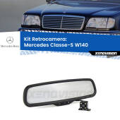 0 Telecamera e Specchio retrovisore OEM Look con display invisibile per Mercedes Classe-S W140 Kit Retrovisore Telecamera Retromarcia con schermo 4" invisibile | Staffa OEM