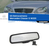 0 Telecamera e Specchio retrovisore OEM Look con display invisibile per Mercedes Classe-S W220 Kit Retrovisore Telecamera Retromarcia con schermo 4" invisibile | Staffa OEM
