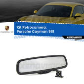 0 Telecamera e Specchio retrovisore OEM Look con display invisibile per Porsche Cayman 981 Kit Retrovisore Telecamera Retromarcia con schermo 4" invisibile | Staffa OEM