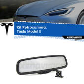 0 Telecamera e Specchio retrovisore OEM Look con display invisibile per Tesla Model S Kit Retrovisore Telecamera Retromarcia con schermo 4" invisibile | Staffa OEM