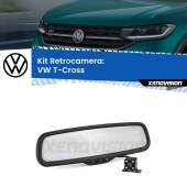 0 Telecamera e Specchio retrovisore OEM Look con display invisibile per VW T-Cross Kit Retrovisore Telecamera Retromarcia con schermo 4" invisibile | Staffa OEM