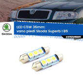 0 Vano Piedi LED c5w 36mm Skoda Superb I B5 2001 - 2008 (Coppia) C5W C10W Led Canbus 36mm a 3 Ultra Led Xenovision - Bianco Lunare 6000k (Coppia)