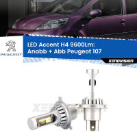 Anabbaglianti LED H4 9600Lm per Peugeot 107  2005 - 2014