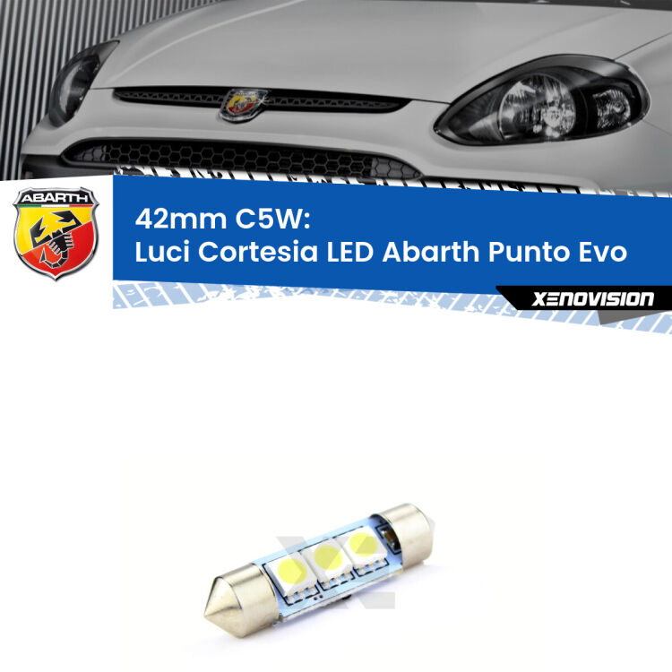 0 42MM C5W: luci cortesia LED Abarth Punto Evo 2010-2014 Lampadina eccezionalmente duratura, canbus e luminosa. C5W 42mm perfetto per Luci Cortesia LED Abarth Punto Evo 2010 - 2014<br />.