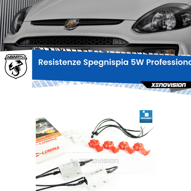 0 Abarth Punto Evo : Resistenze Spegnispia 5W Professionali per Luce Targa (Coppia) <span style="color: #626262;">Istallazione professionale. Coppia resistenze spegnispia 5W con armatura in alluminio in caso di spie su </span><span style="color: #626262;">luce targa Abarth Punto Evo.</span>