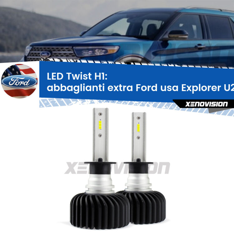 <strong>Kit abbaglianti extra LED</strong> H1 per <strong>Ford usa Explorer</strong> U2 1995 - 2001. Compatte, impermeabili, senza ventola: praticamente indistruttibili. Top Quality.