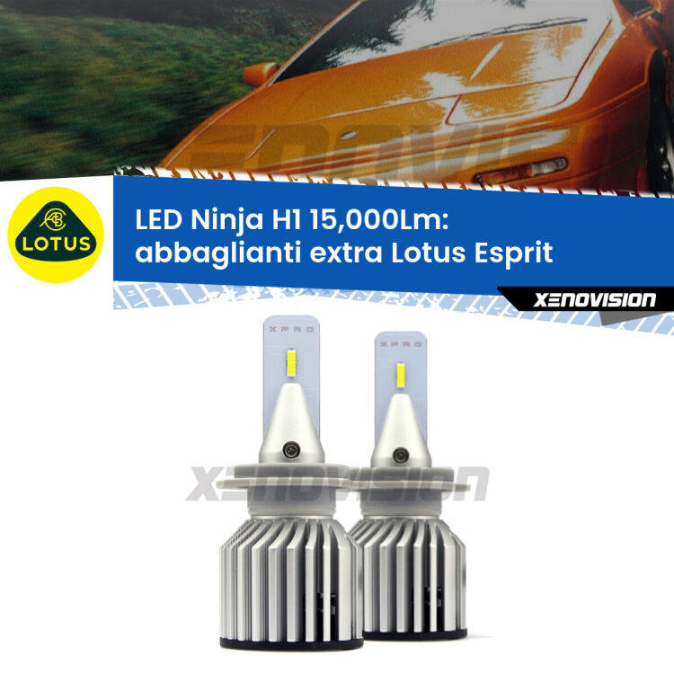<strong>Kit abbaglianti extra LED specifico per Lotus Esprit</strong>  1989 - 2003. Lampade <strong>H1</strong> Canbus da 15.000Lumen di luminosità modello Ninja Xenovision.