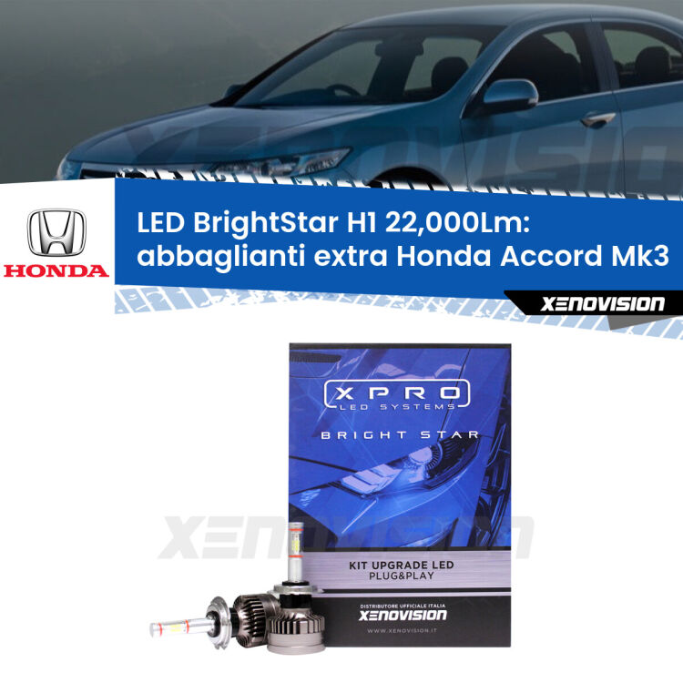 <strong>Kit LED abbaglianti extra per Honda Accord</strong> Mk3 1985 - 1989. </strong>Due lampade Canbus H1 Brightstar da 22,000 Lumen. Qualità Massima.