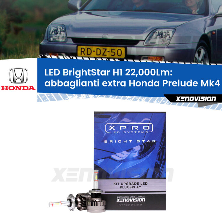 <strong>Kit LED abbaglianti extra per Honda Prelude</strong> Mk4 1992 - 1996. </strong>Due lampade Canbus H1 Brightstar da 22,000 Lumen. Qualità Massima.