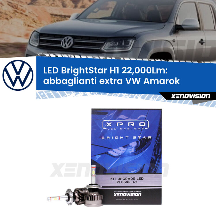 <strong>Kit LED abbaglianti extra per VW Amarok</strong>  2010 - 2016. </strong>Due lampade Canbus H1 Brightstar da 22,000 Lumen. Qualità Massima.