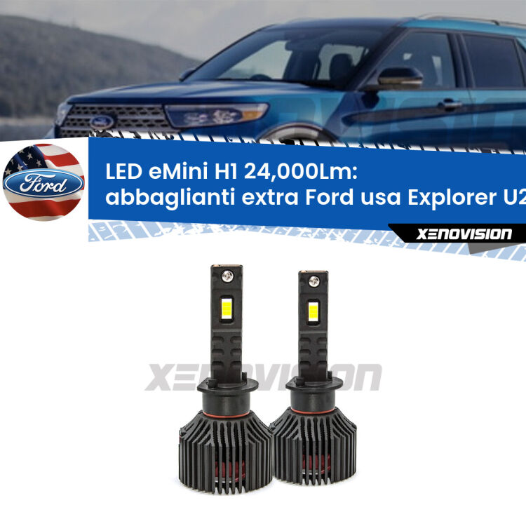<strong>Kit abbaglianti extra LED specifico per Ford usa Explorer</strong> U2 1995 - 2001. Lampade <strong>H1</strong> Canbus e compatte 24.000Lumen Eagle Mini Xenovision.