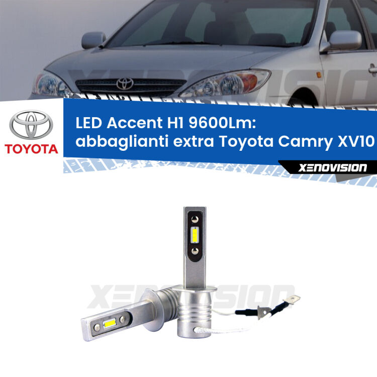 <strong>Kit LED Abbaglianti extra per Toyota Camry</strong> XV10 1991 - 1996.</strong> Coppia lampade <strong>H1</strong> senza ventola e ultracompatte per installazioni in fari senza spazi.
