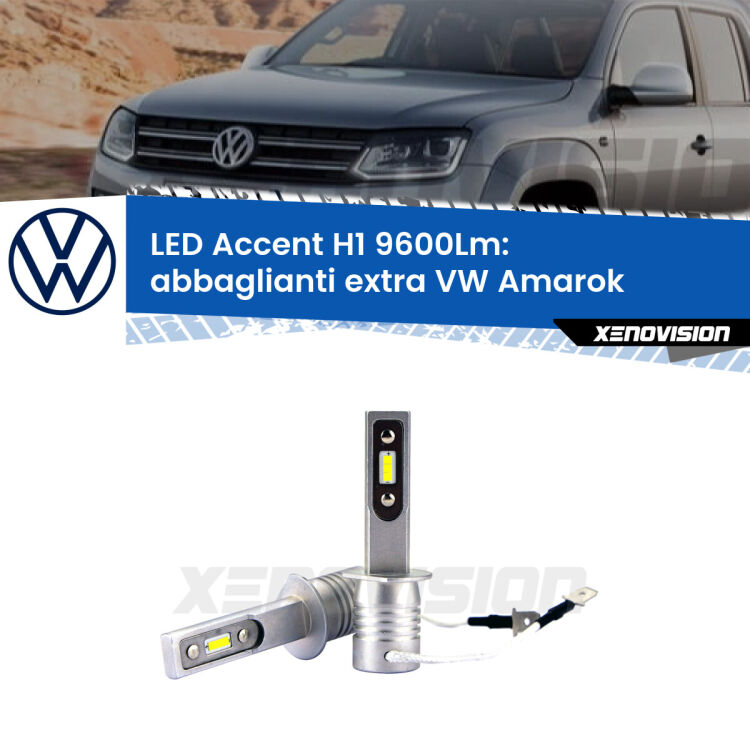 <strong>Kit LED Abbaglianti extra per VW Amarok</strong>  2010 - 2016.</strong> Coppia lampade <strong>H1</strong> senza ventola e ultracompatte per installazioni in fari senza spazi.