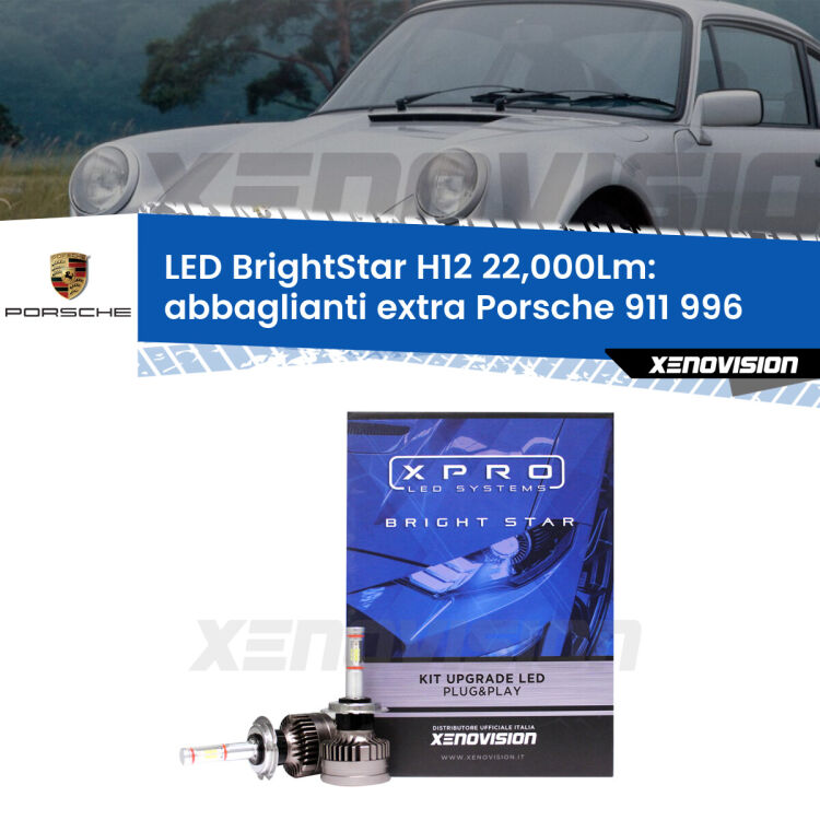 <strong>Kit LED abbaglianti extra per Porsche 911</strong> 996 1997 - 2005. </strong>Coppia lampade Canbus H11 Brightstar da 22,000 Lumen. Qualità Massima.